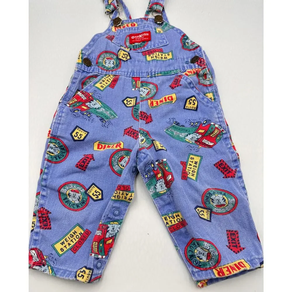 Vintage OshKosh B'Gosh Route 55 Overalls 12 Months 100% Cotton Made in USA - Picture 2 of 10